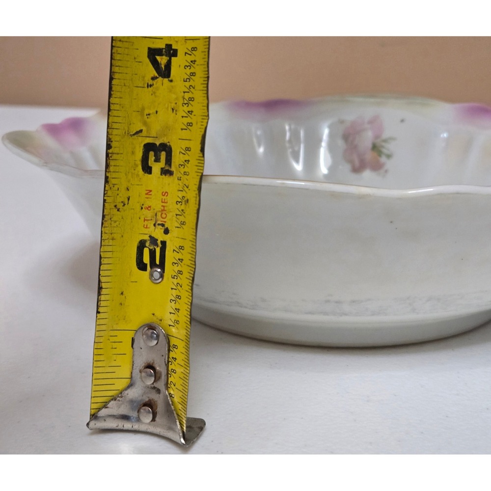Vintage Bavaria Floral Porcelain Bowl Scalloped Edge Roses Germany 9" - Picture 9 of 11